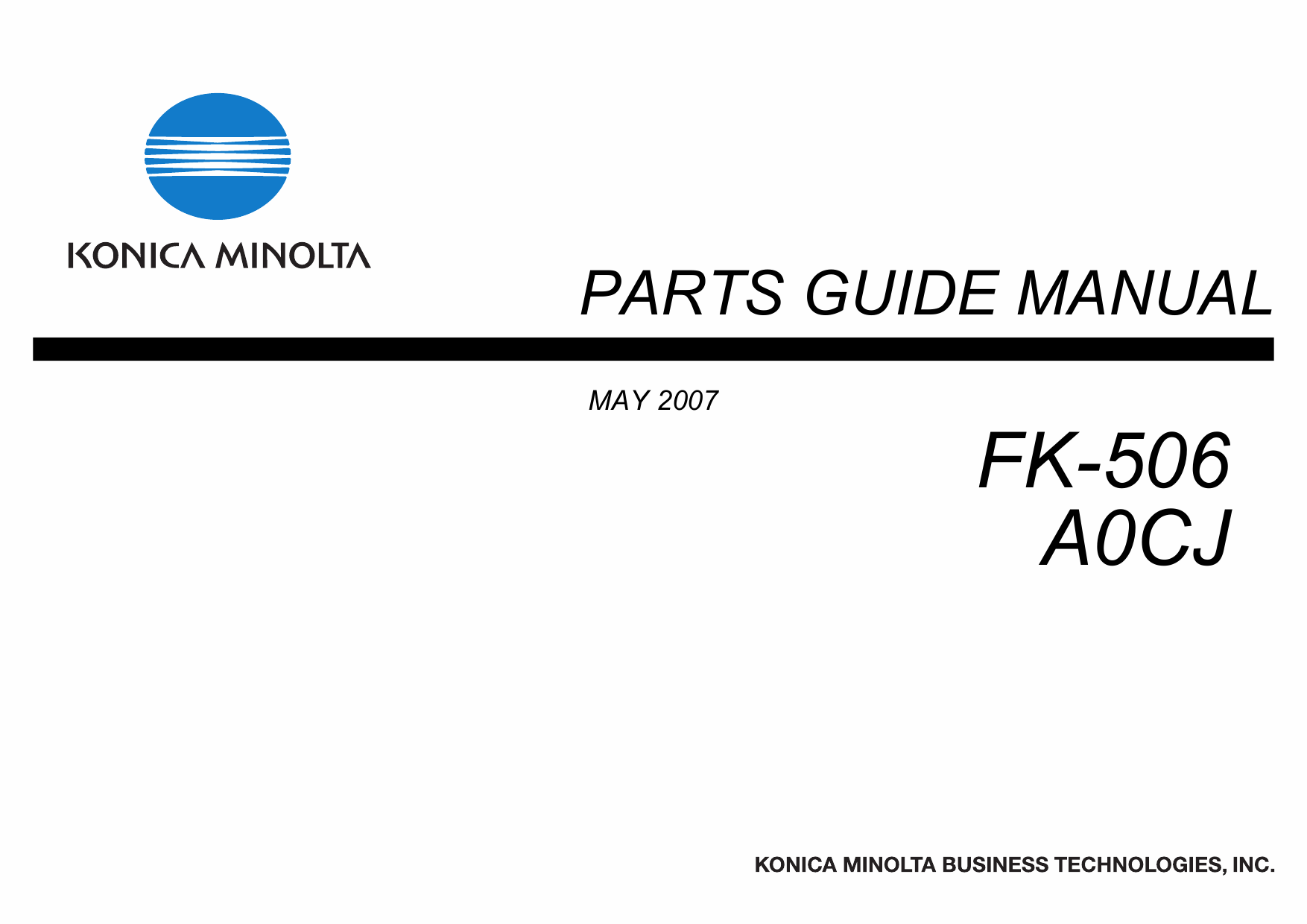Konica-Minolta Options FK-506 A0CJ Parts Manual-1